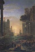 Claude Lorrain Port of Ostia with the Embarkation of St Paula (mk17) oil on canvas